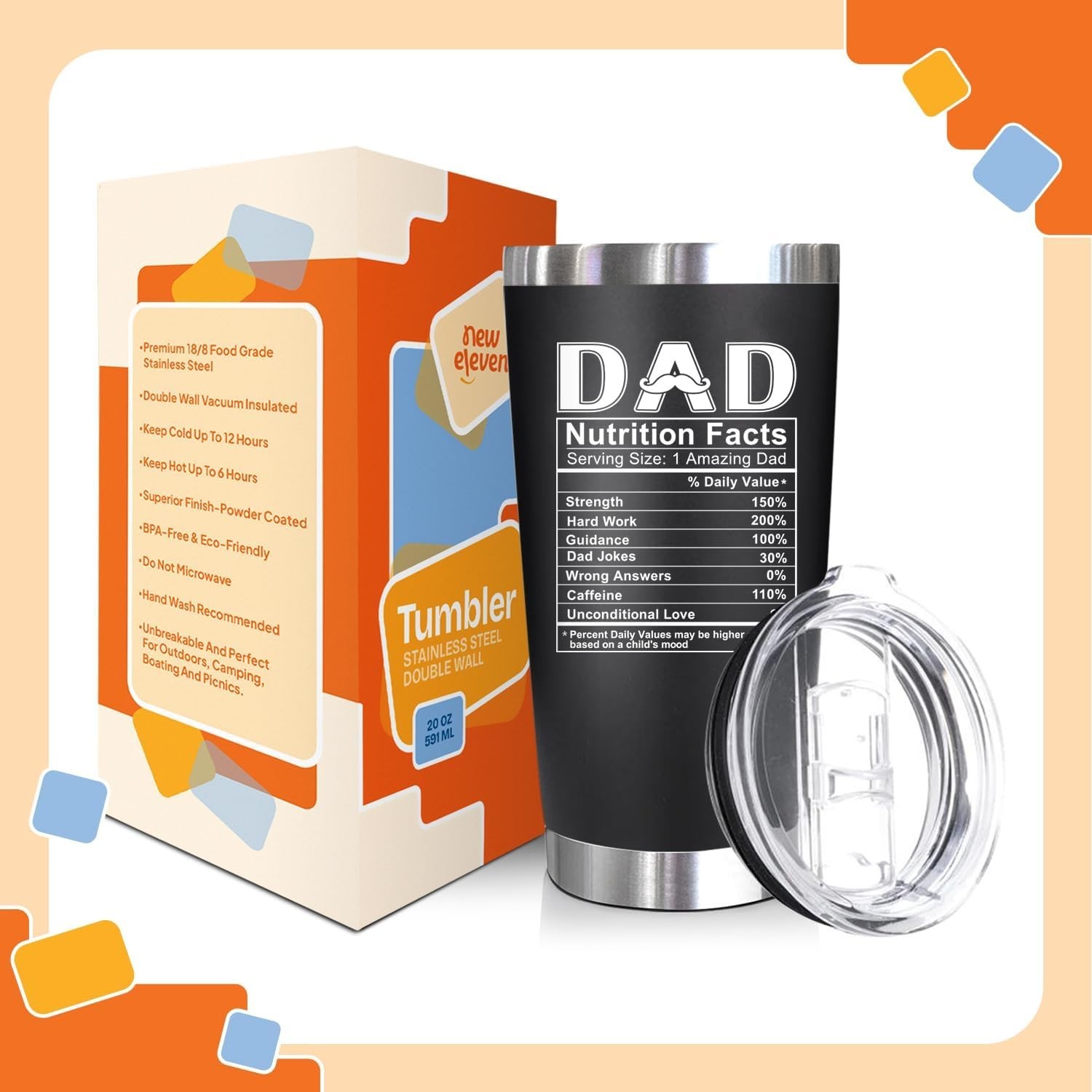 Humorous 20 Oz Tumbler for Dad – Break-Resistant, BPA-Free, Birthday Essential