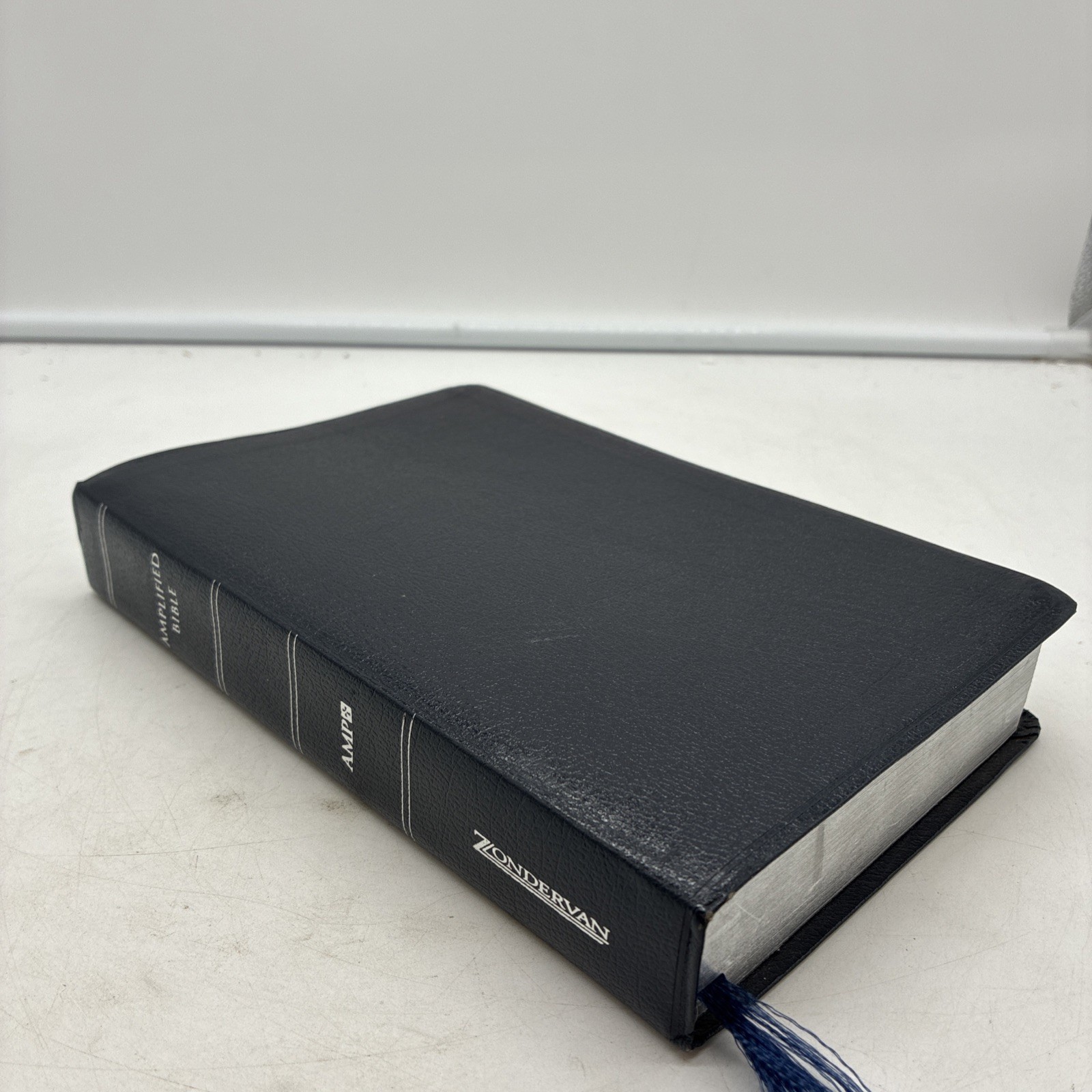 Amplified Bible Zondervan 1987 Bonded Leather Navy Blue Excellent