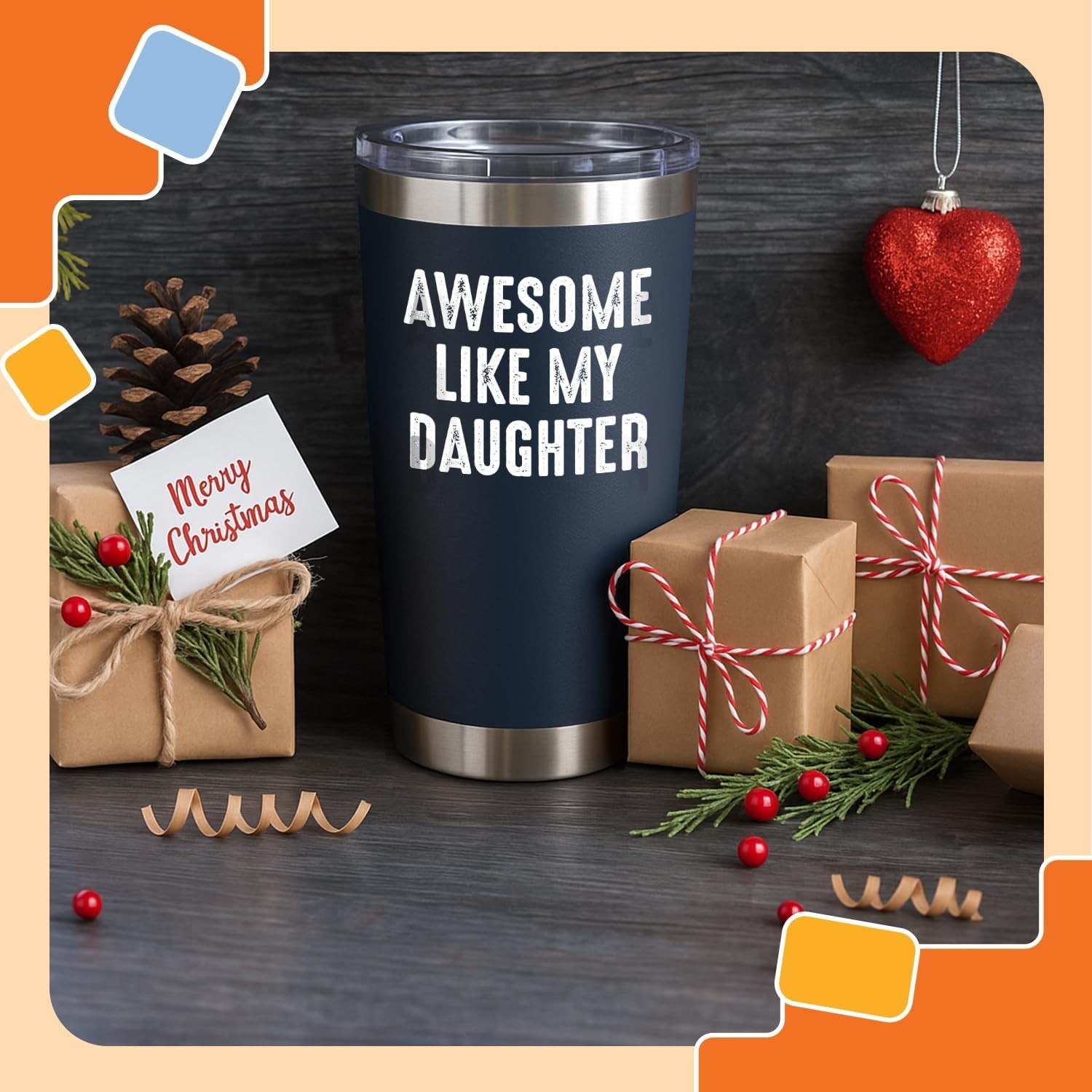 Cool 20 Oz Stainless Steel Tumbler for Dad: Gifts from Daughter, Fun Design