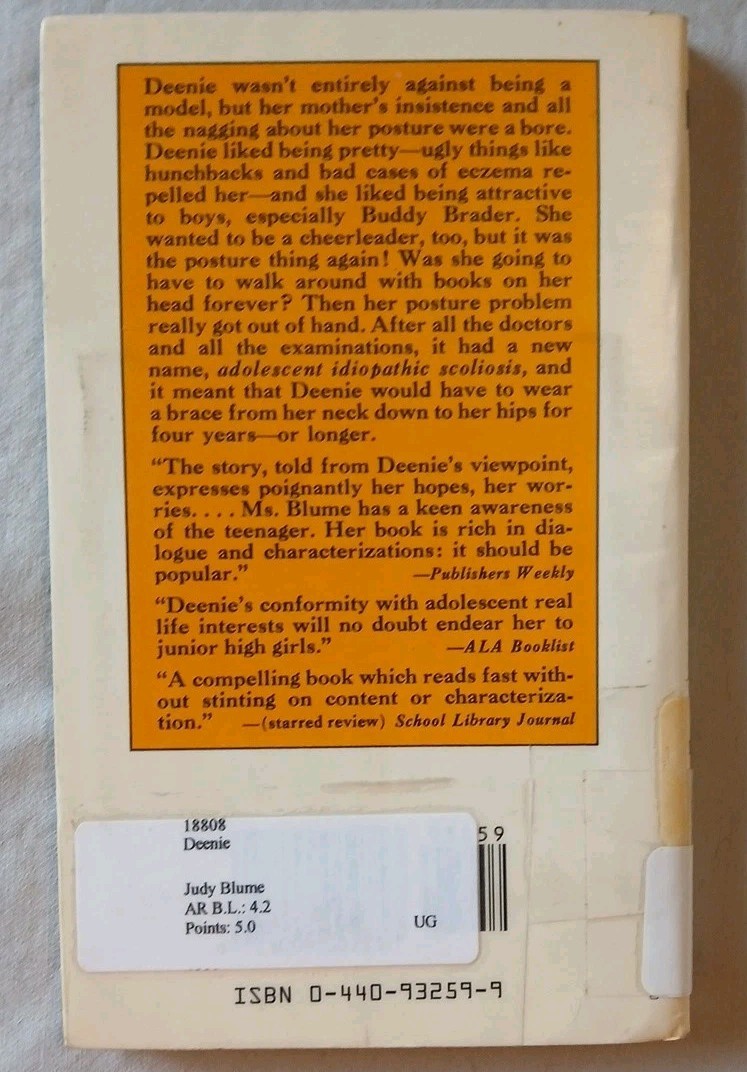 DEENIE by JUDY BLUME 1981 Vintage Paperback Book Dell Laurel Leaf