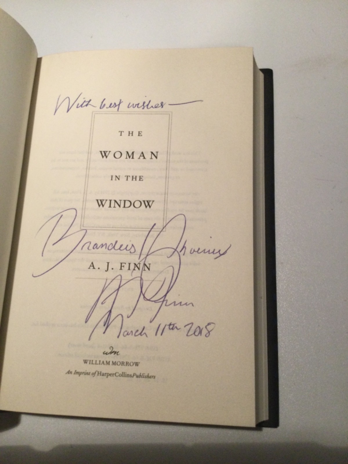 SIGNED- The Woman in the Window by A.J. Finn HC