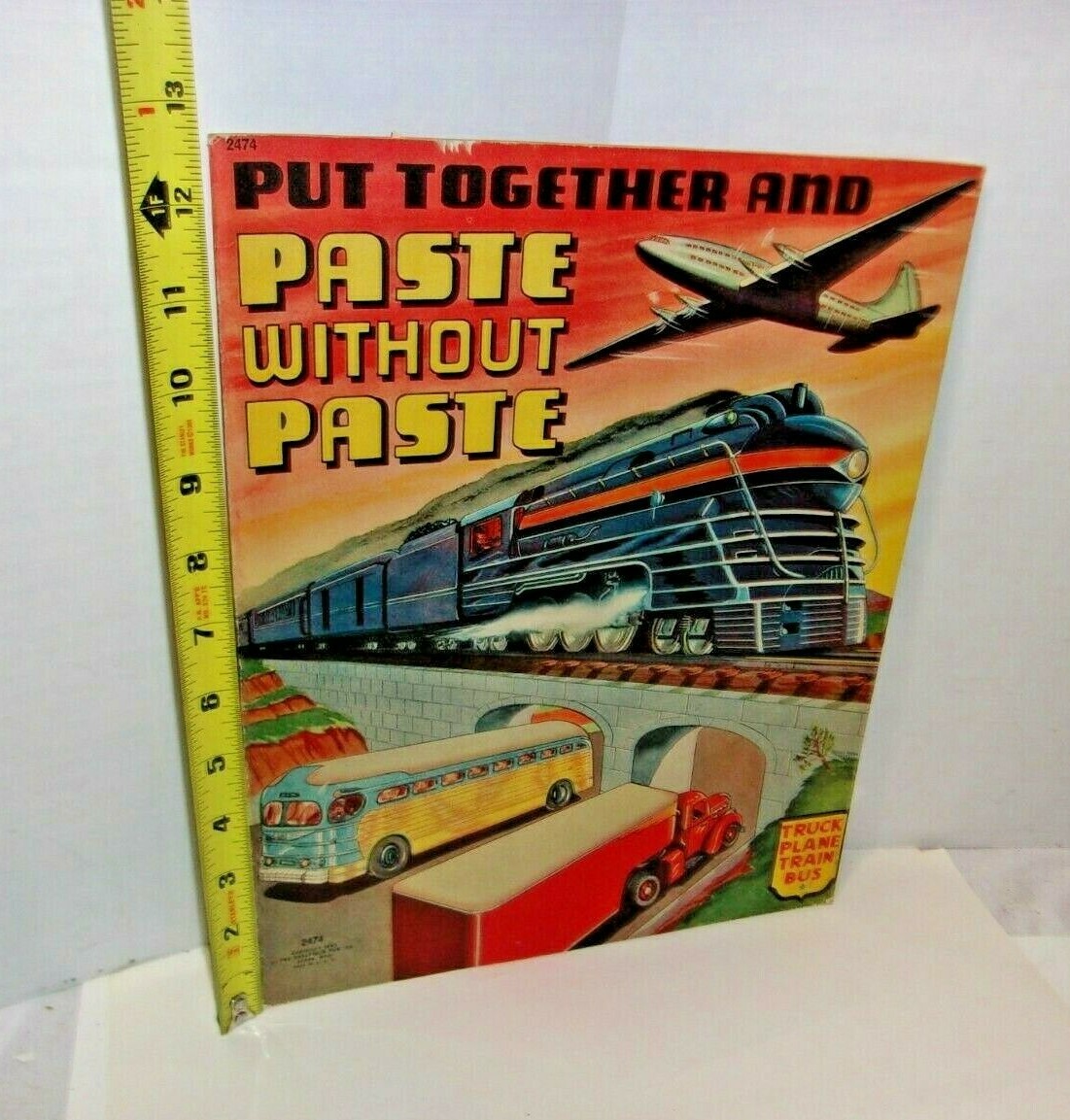 Put Together and Paste Without Paste WWII Era Book Airplane Train Bus Truck