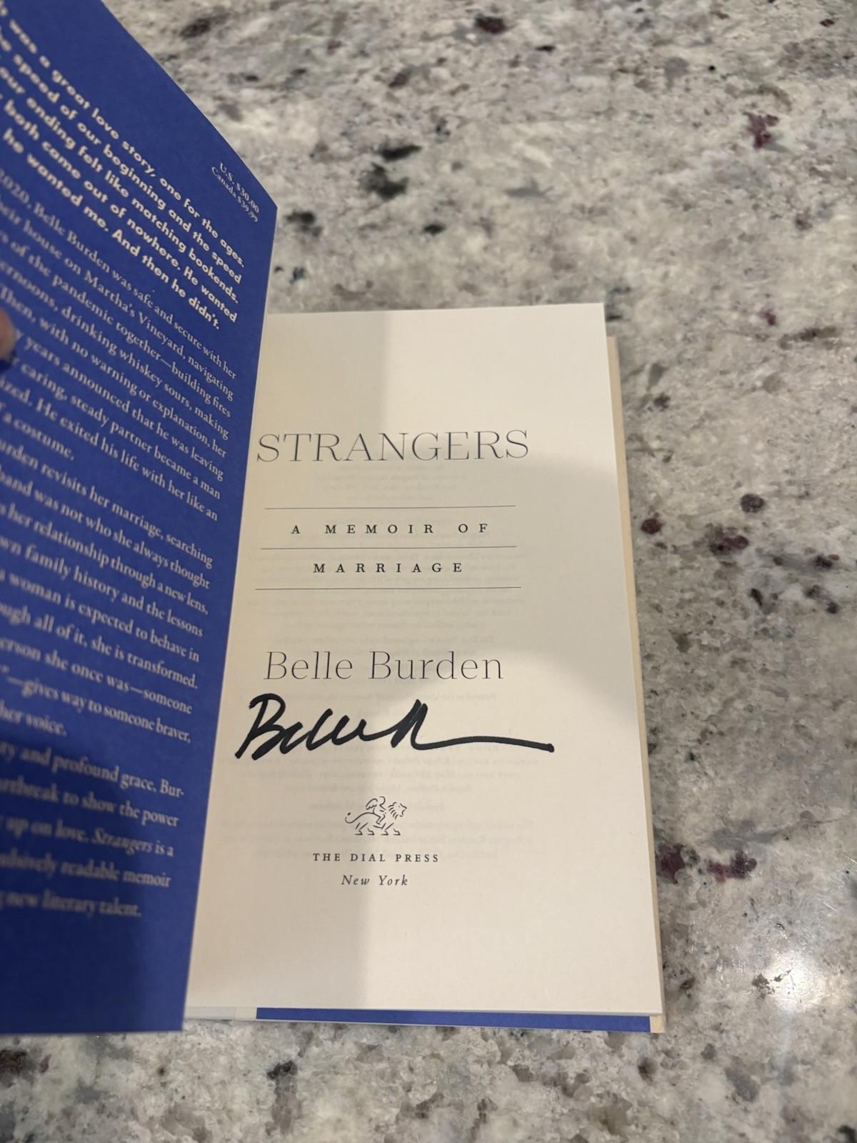 Strangers : A Memoir of Marriage by Belle Burden SIGNED TITLE 1st/6th