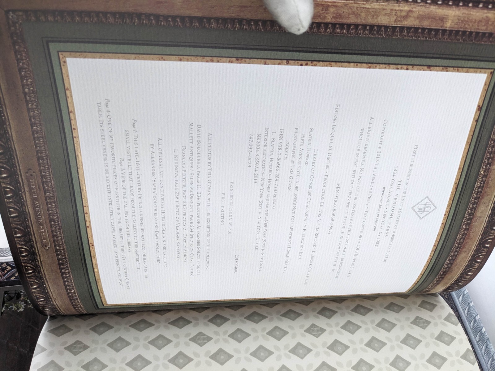 FIFTH AVENUE STYLE Collector’s Luxury Edition By Howard Slatkin – Hardcover