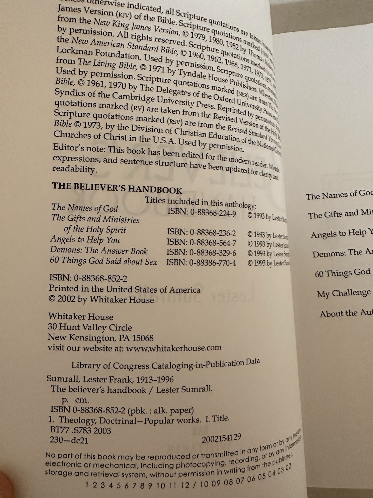 Believers Handbook (5 in 1 Anthology) by SUMRALL LESTER