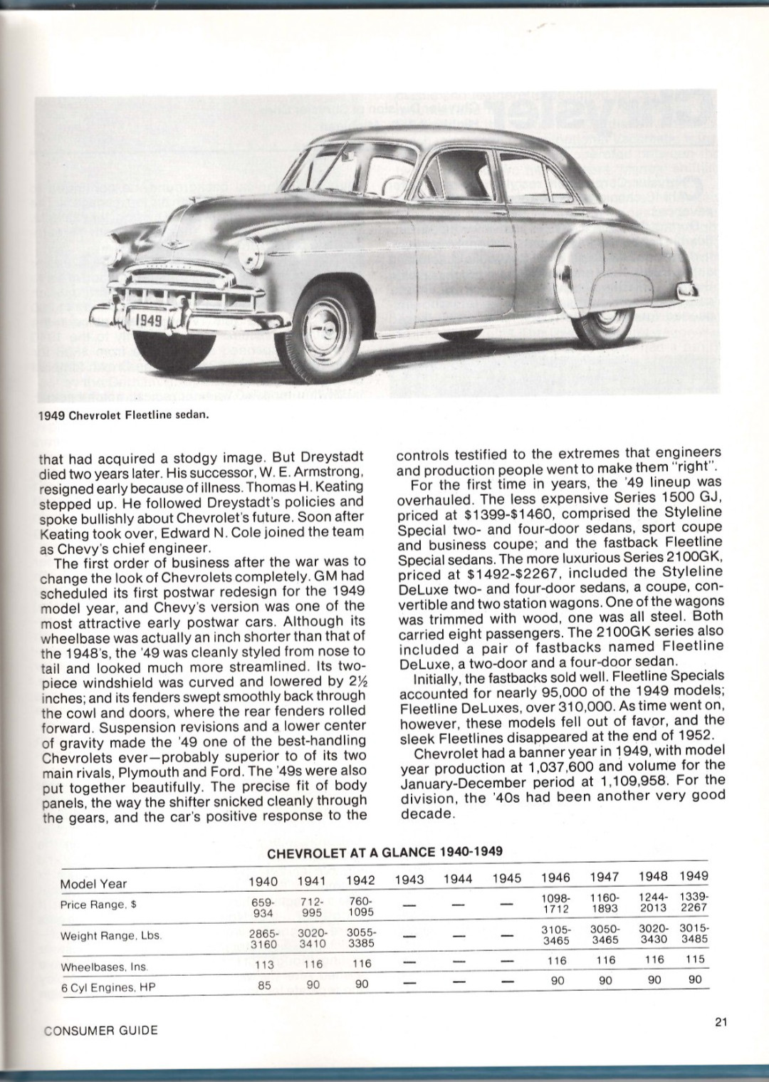 Cars Of The 40s By The Editors Of Consumer Guide 98 Pages 200 Photos Like New