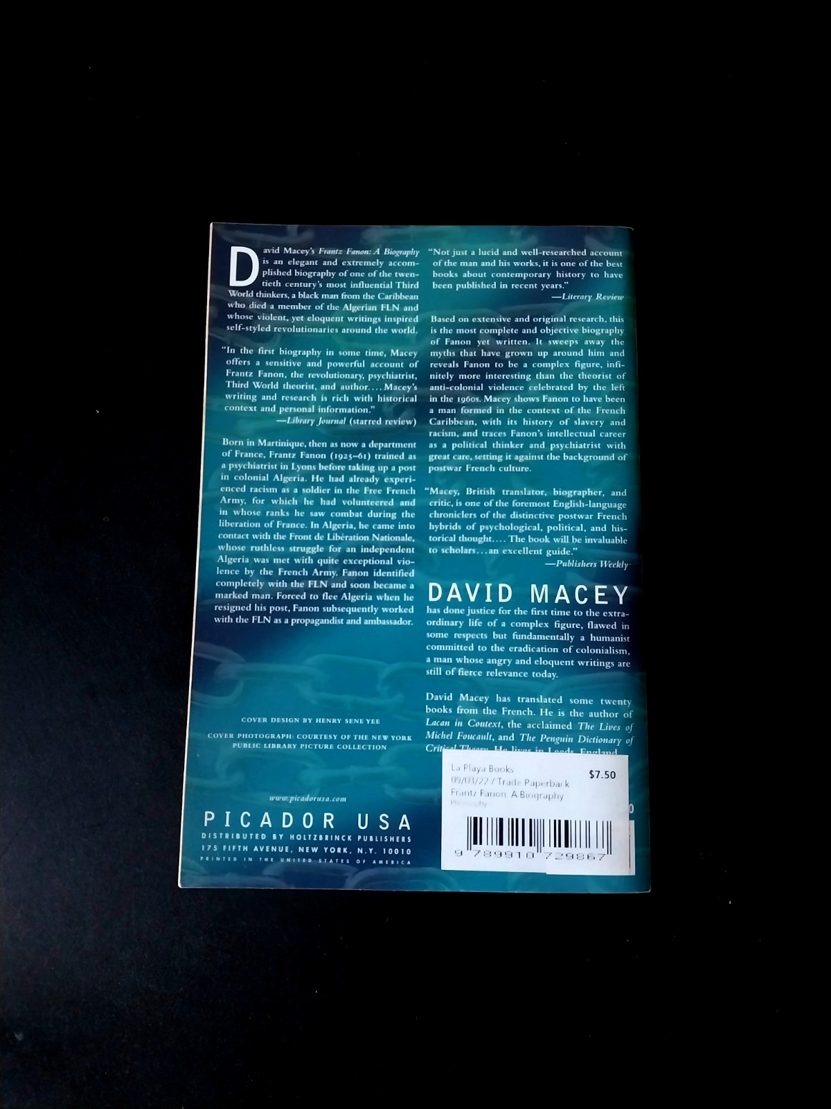 David Macey – Frantz Fanon – A Biography – Picador First Paperback Edition 2002