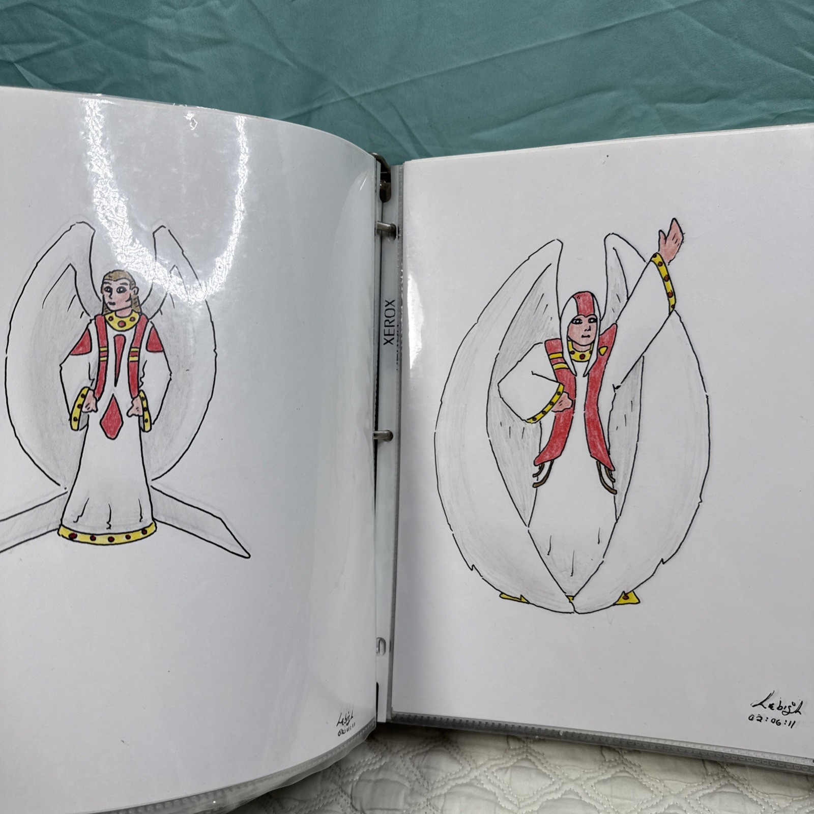 Sketchbook Full With Drawings Angels Animals Dragons Mixed By Artist Signed