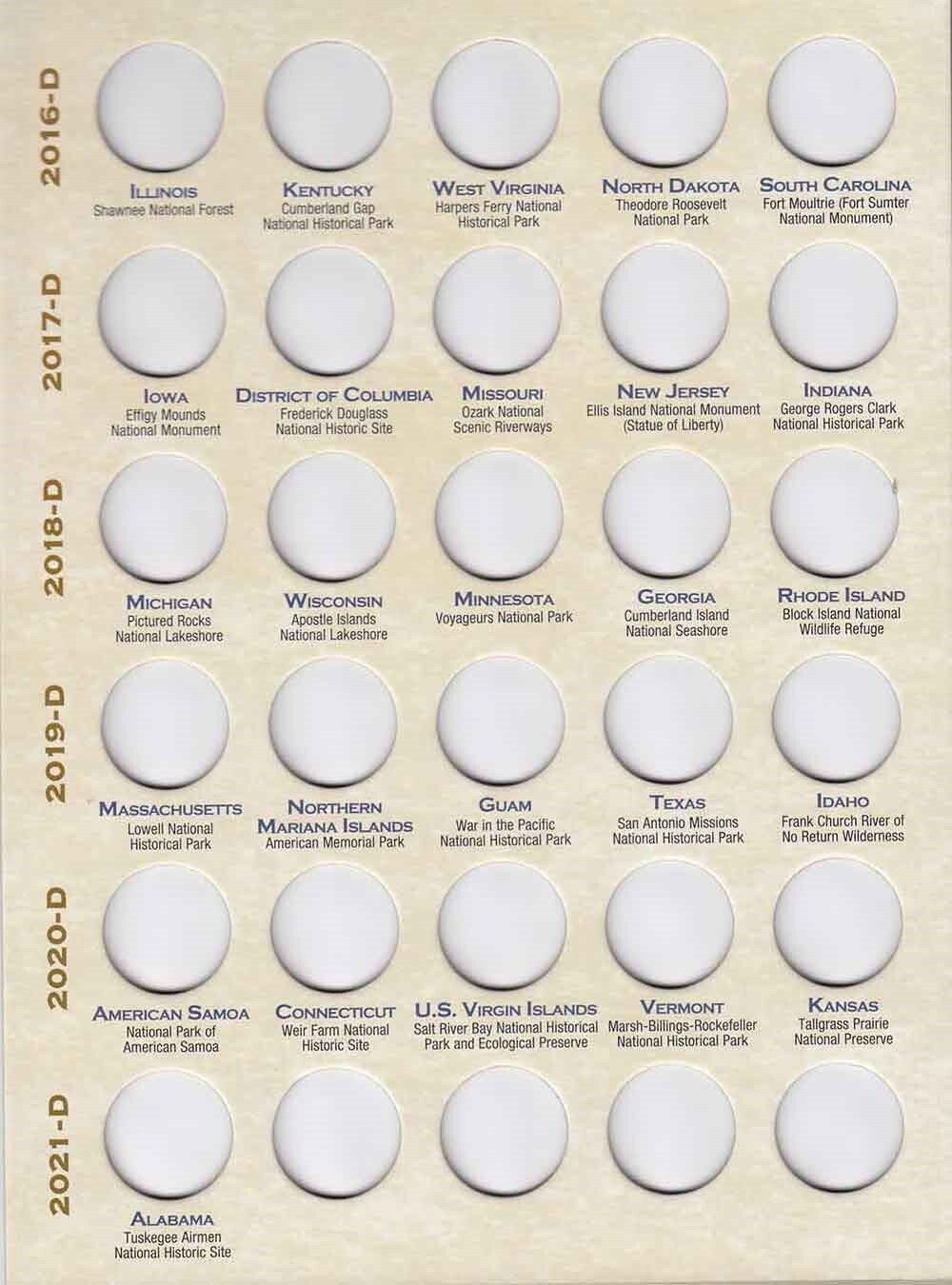 Album Folder For National Parks Quarters 2010-2021 P&D Set Coin Collector Gift