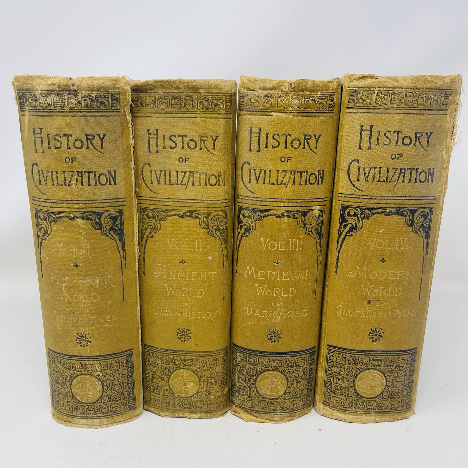 History of Civilization E.A. Allen 1889 HC Volumes 1-4 Complete Set Antique