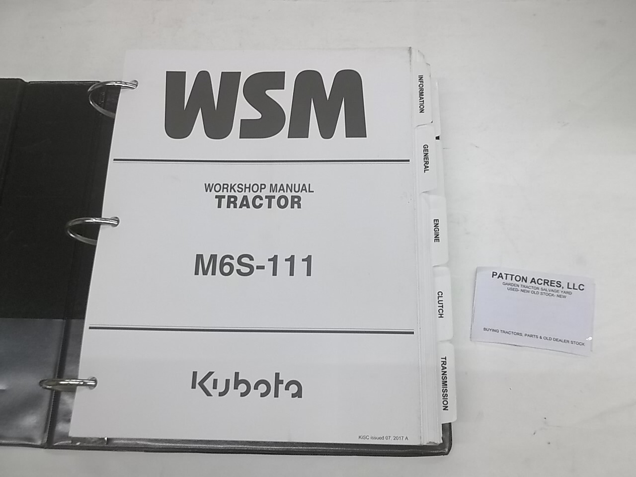 Workshop Manual for Kubota M6S-111 Tractors