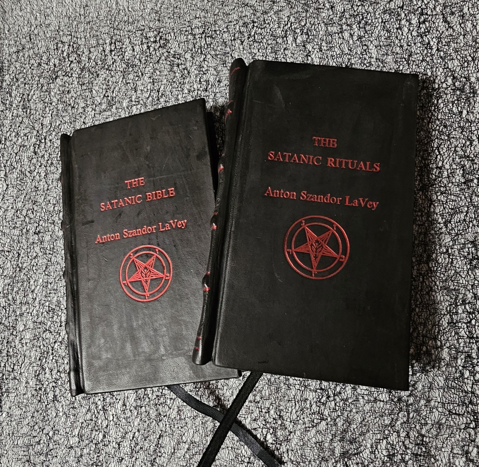 The Satanic Bible/Book of Rituals Set Anton Szandor Lavey Red Leather BOUND
