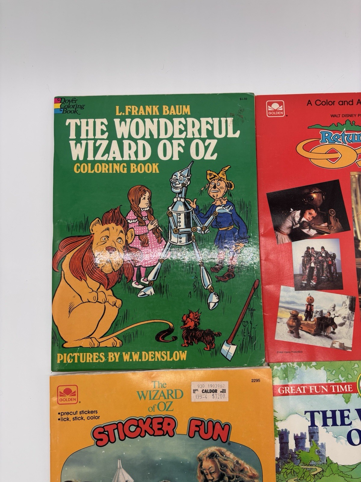 Vintage Wizard Of Oz Coloring Books & Sticker Book LOT of 4
