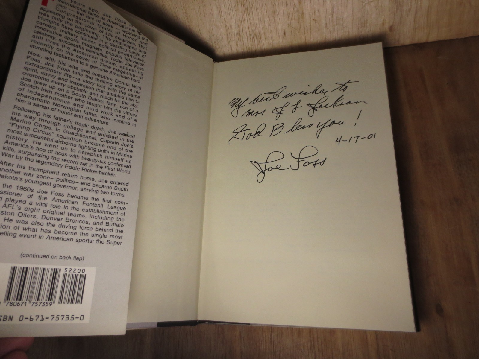 A Proud American By Joe Foss Signed 1st Printing First Edition 1992 Hardcover