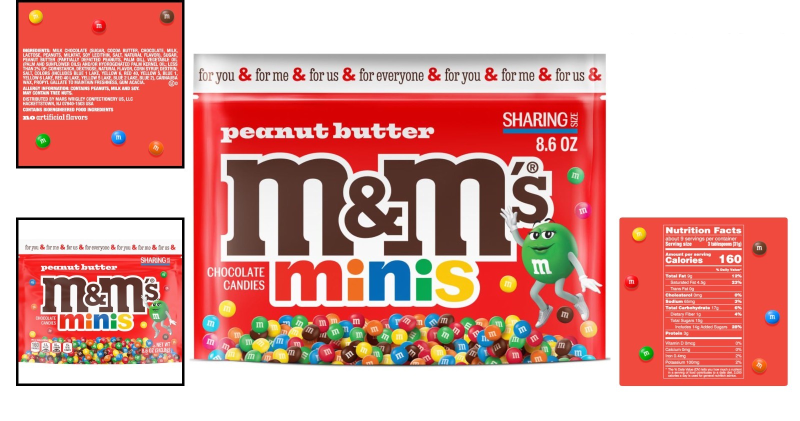 Resealable 8.6 Oz Minis Peanut Butter Milk Chocolate Candy for Holiday Baking