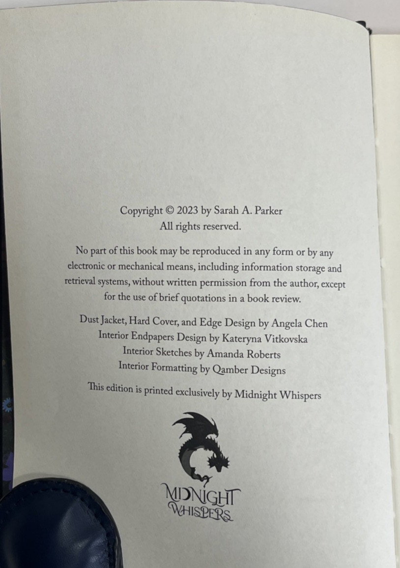 Midnight Whispers Crystal Bloom Trilogy Sarah A. Parker Signed Sprayed Edges NF