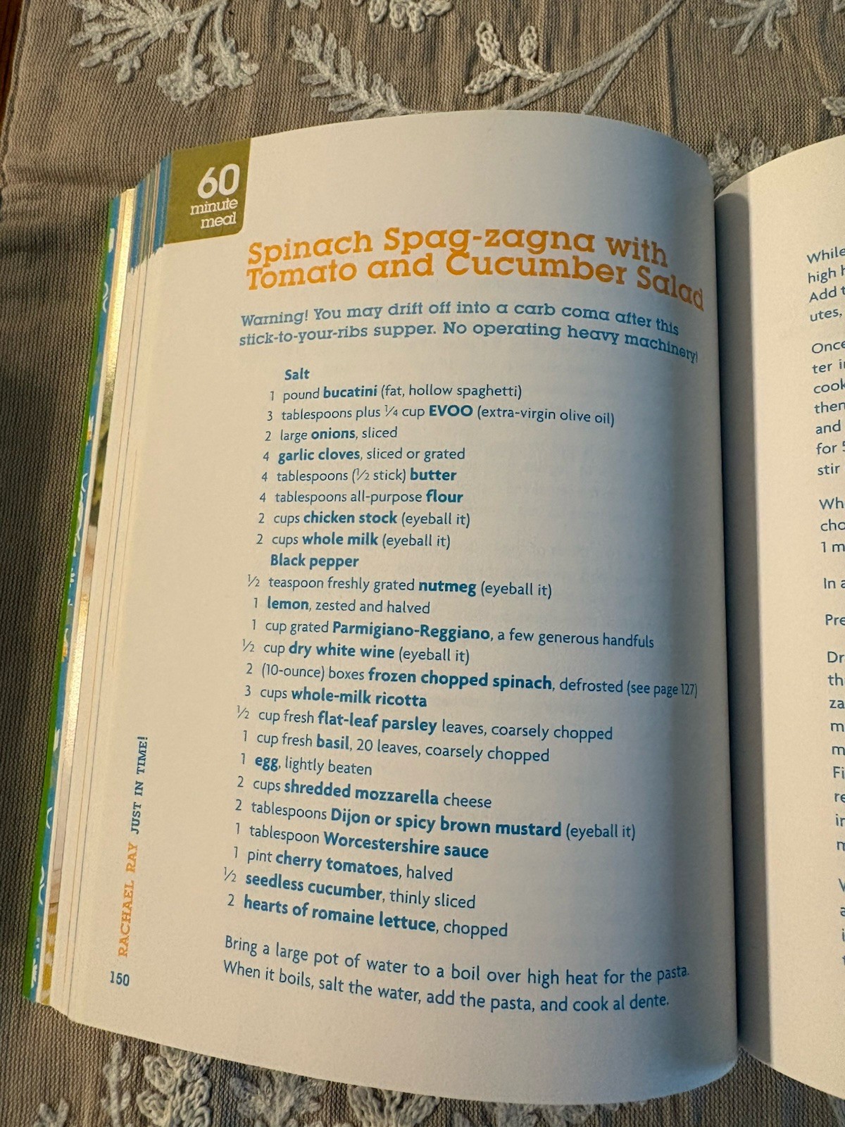 Just in Time! by Rachael Ray Clarkson Potter 2007 Illustrated Cookbook 336 pages