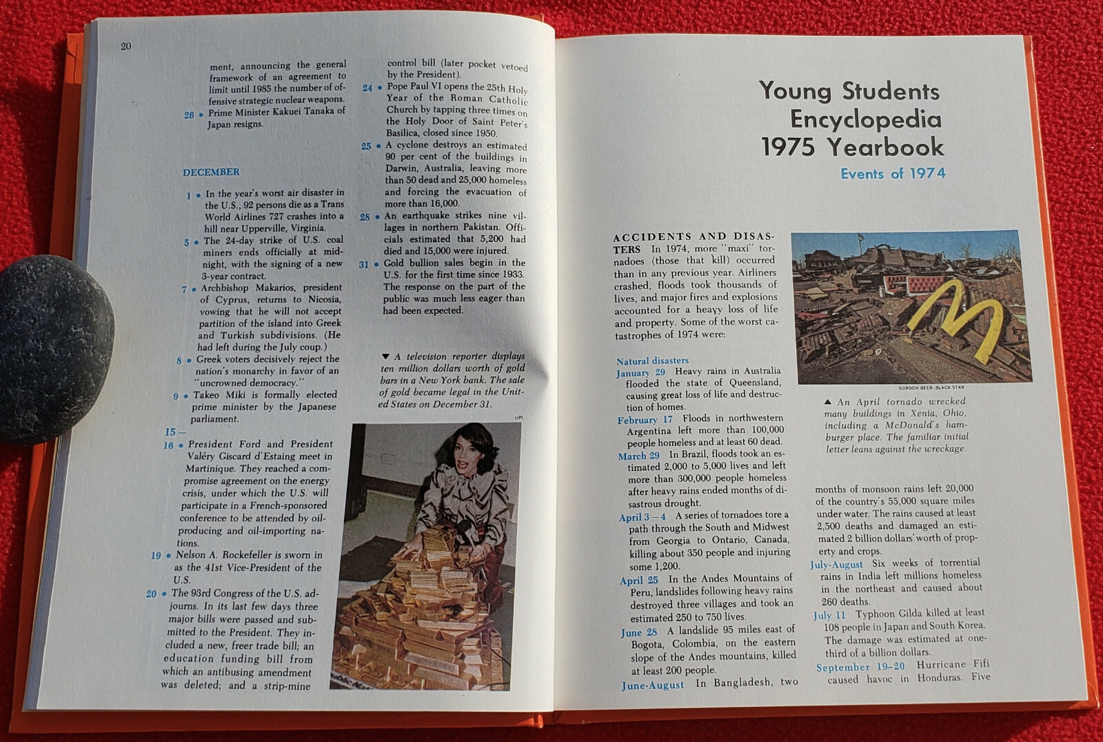 1975 Yearbook Young Students Encyclopedia – Events Of 1974 Hardcover 160 Pages