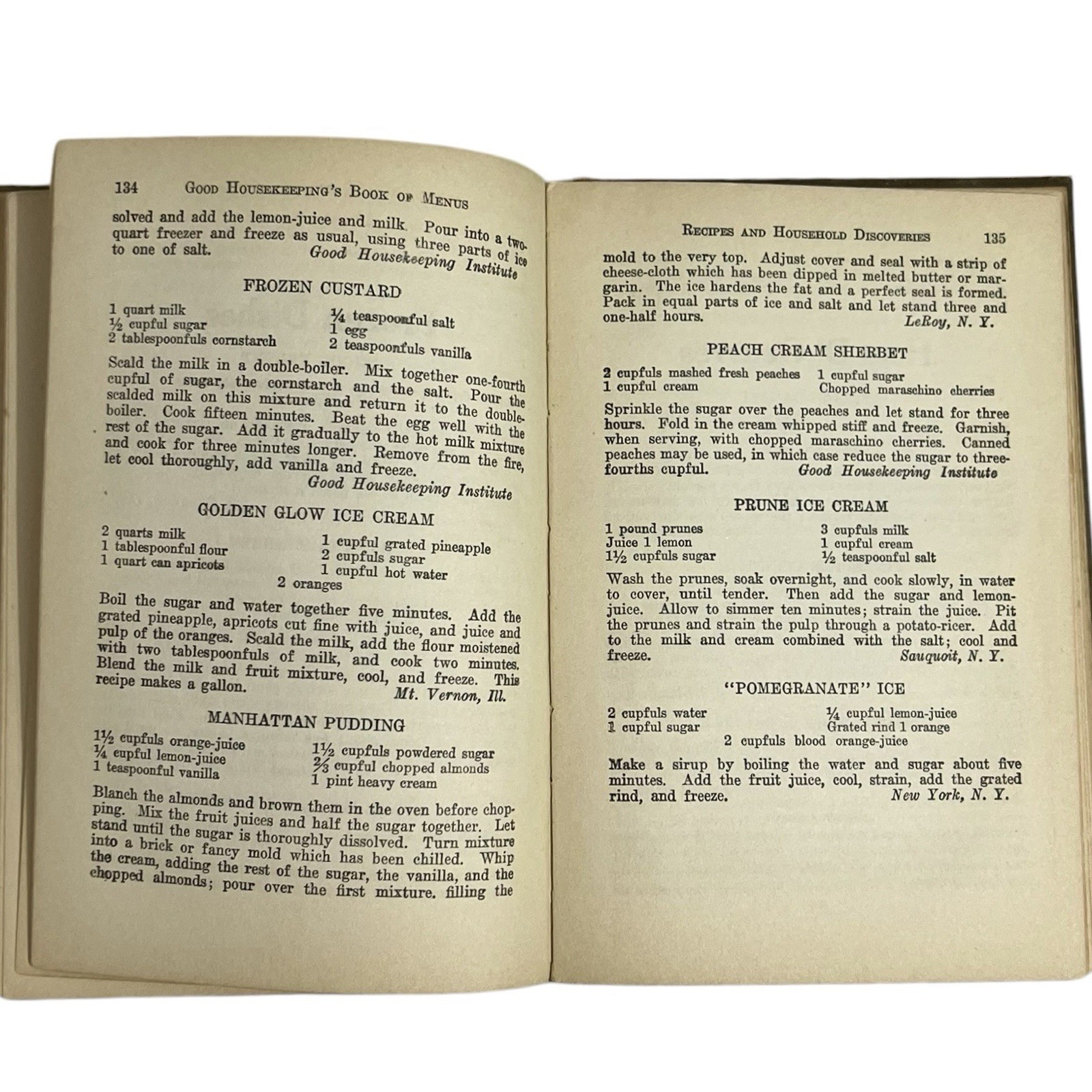Good Housekeeping’s Menus Recipes & Household Discoveries 1920’s HC Cookbook