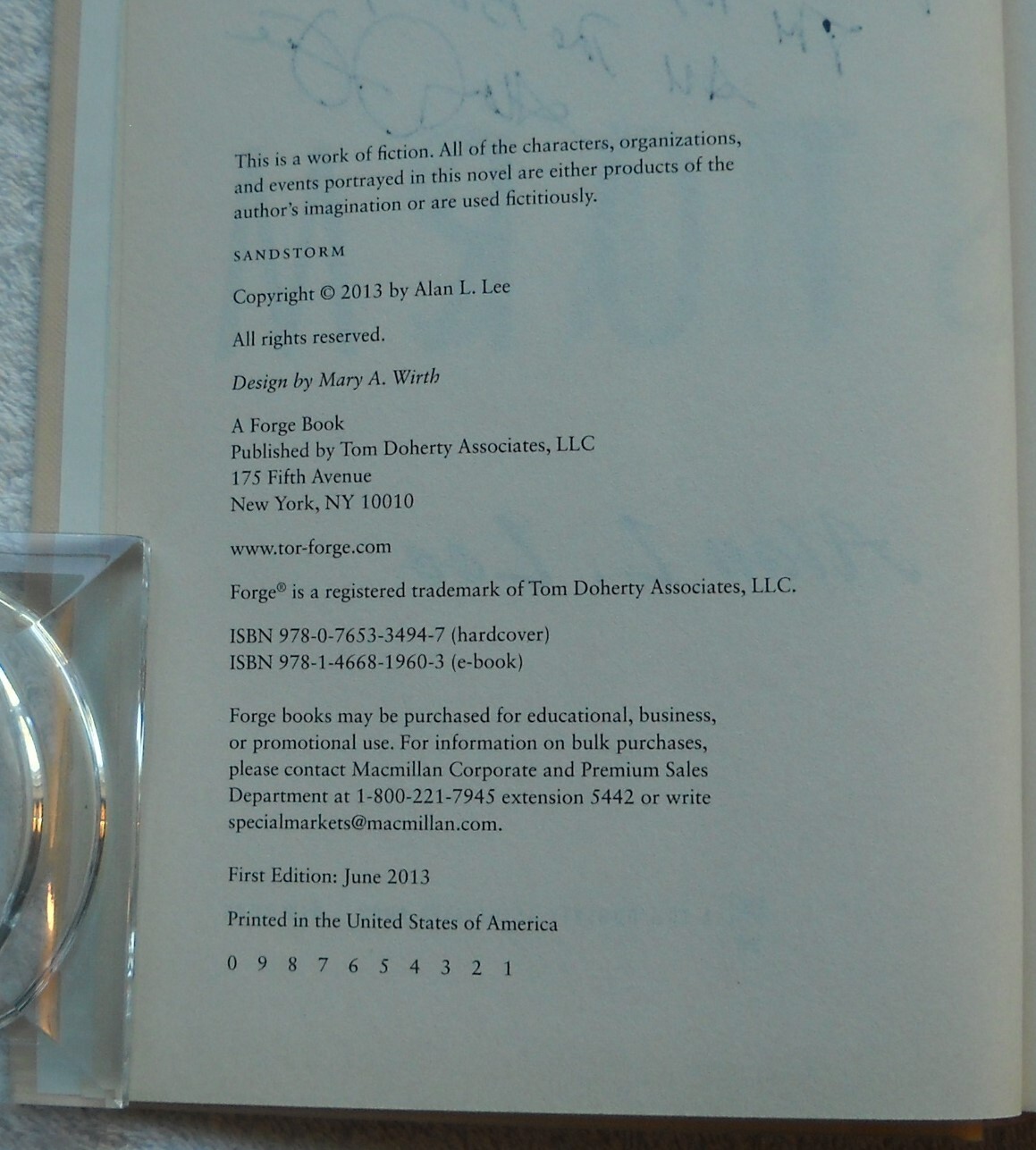 Signed Sandstorm by Alan L. Lee – 1st Edition, Hardcover, 2013