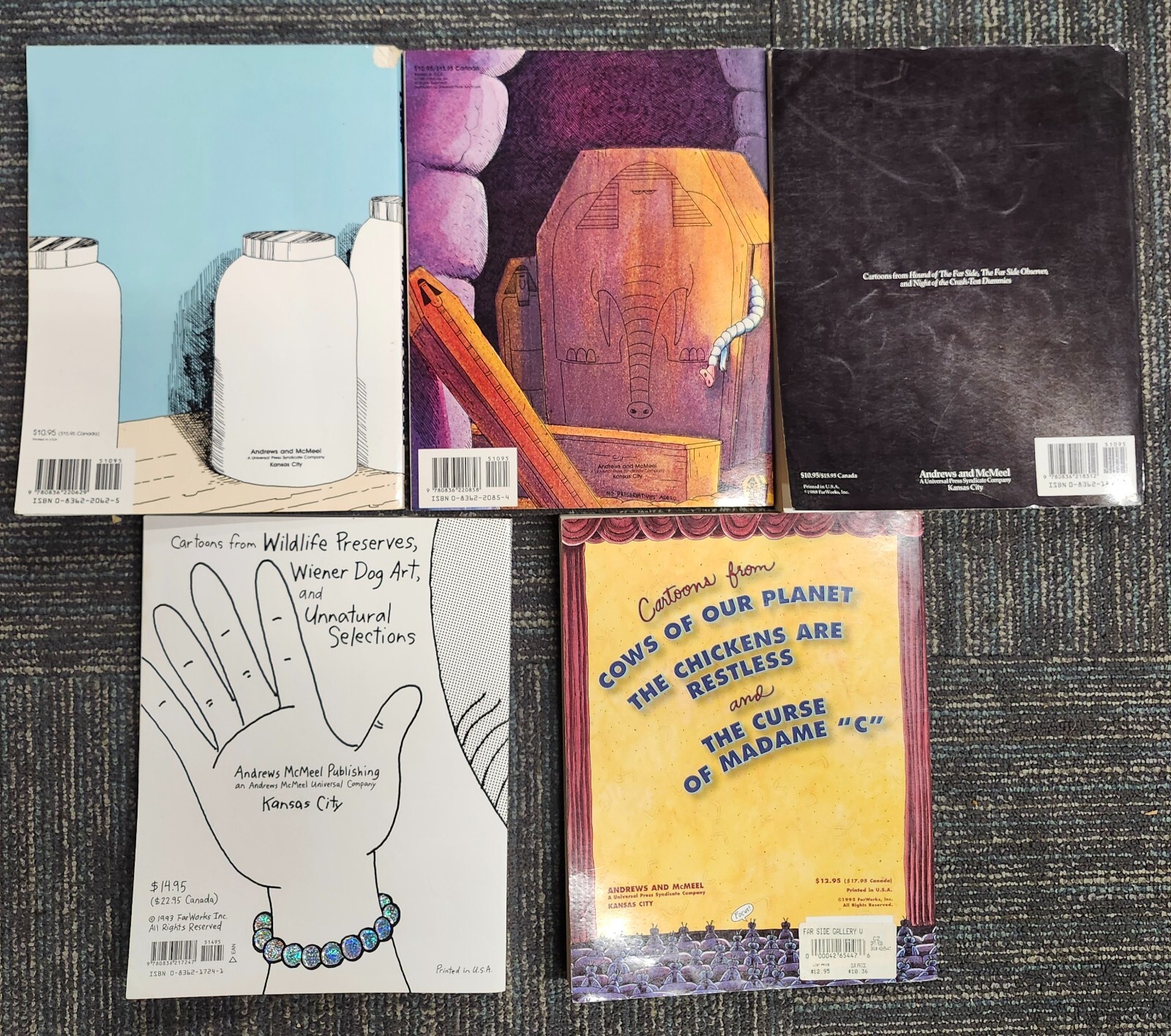 Complete Set 5 Books The Far Side Gallery 1 thru 5 by Gary Larson