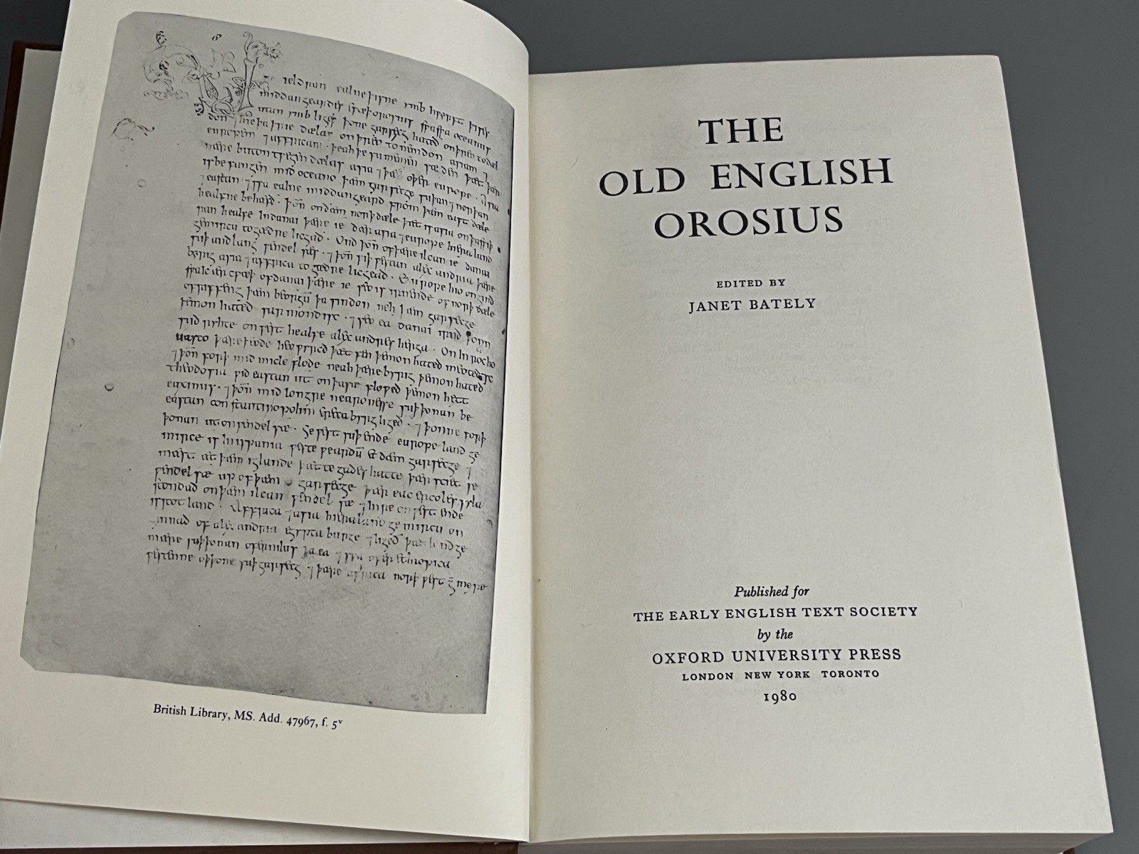 Early English Text Society The Old English Orosius