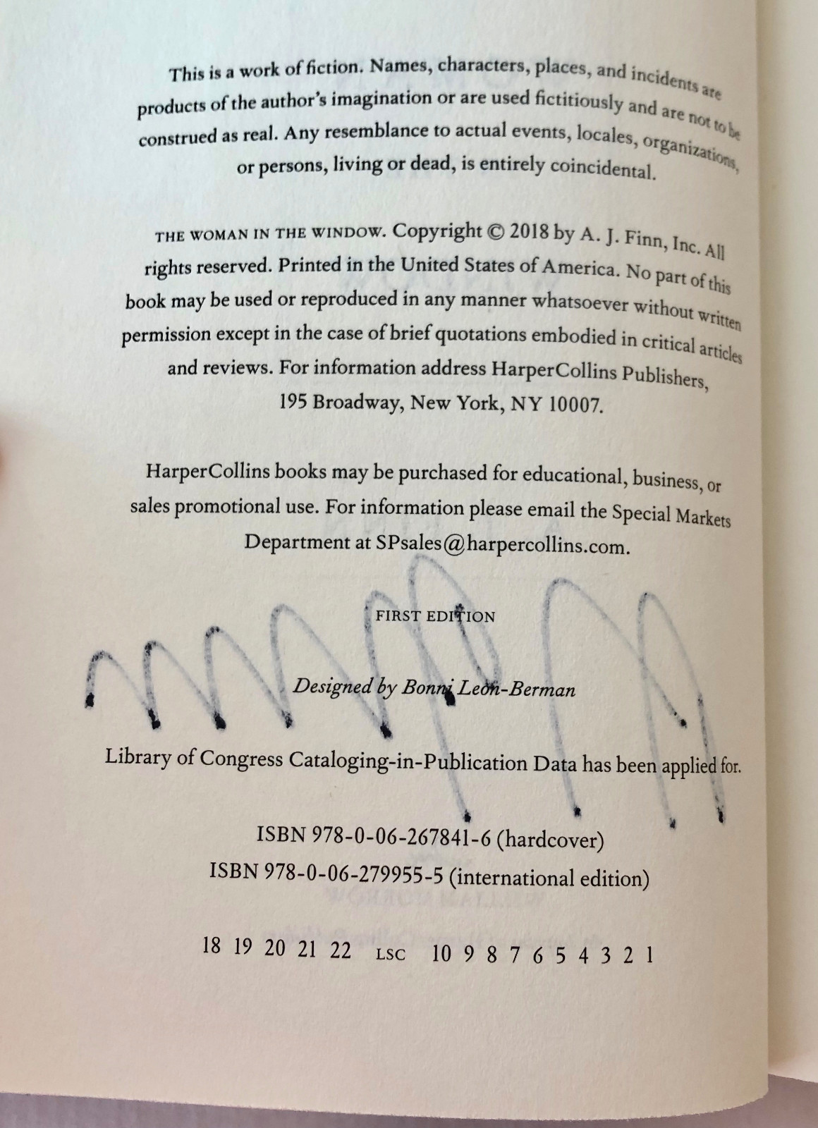 The Woman in the Window by A. J. Finn (2018, Hardcover) – SIGNED w/ COA