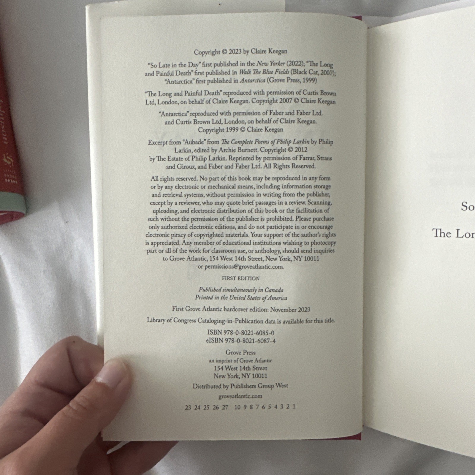 So Late in the Day by Claire Keegan – First Edition 2023, SIGNED