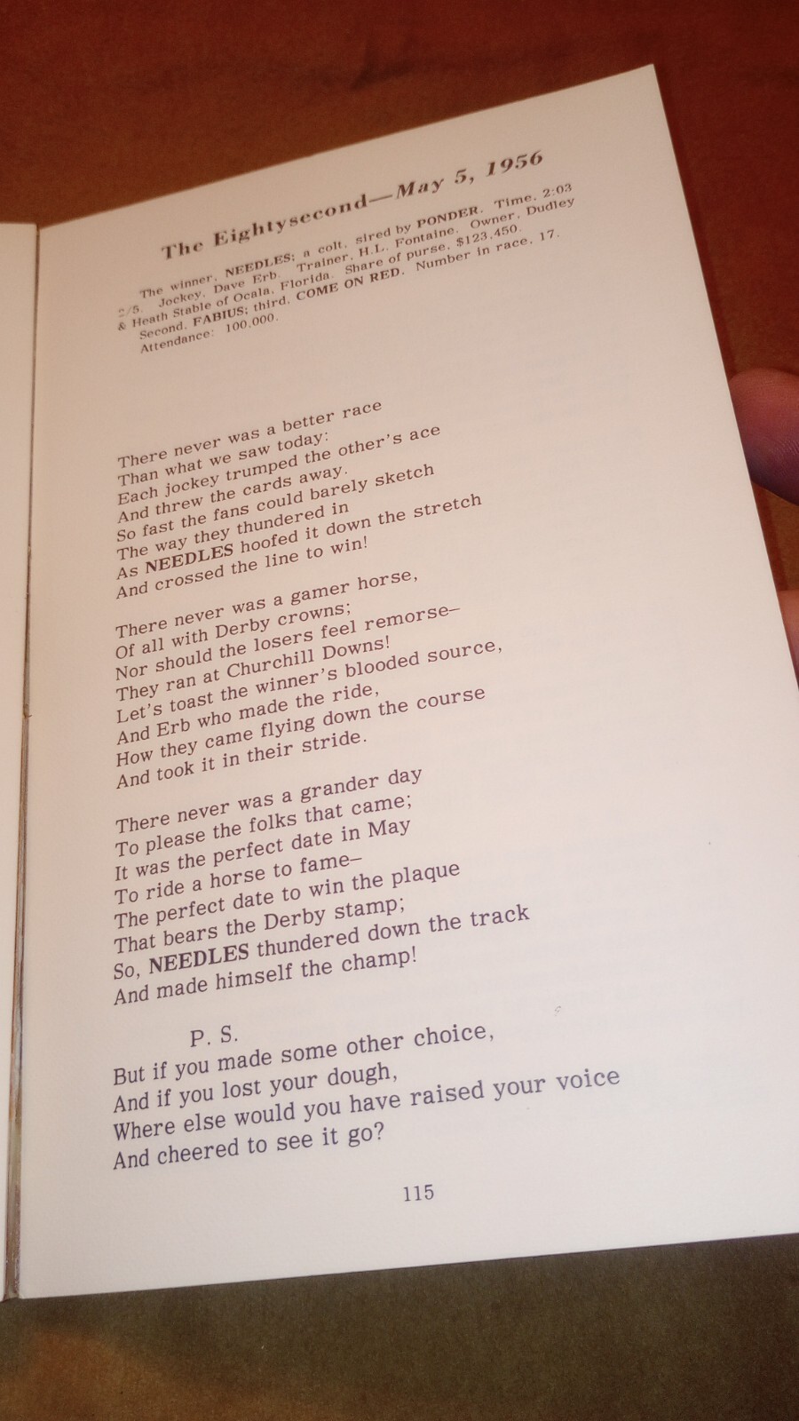 Kentucky Derby Poems 1875 to 1975 by James O. Nall 160 Pages RARE