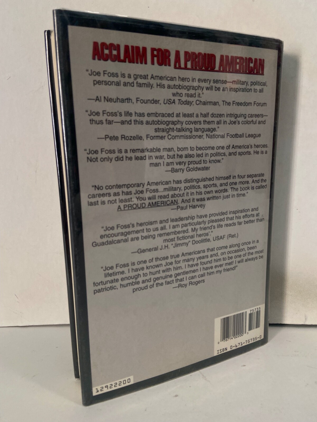 SIGNED Joe Foss ~ A Proud American: The Autobiography of Joe Foss HCDJ 1st/1st