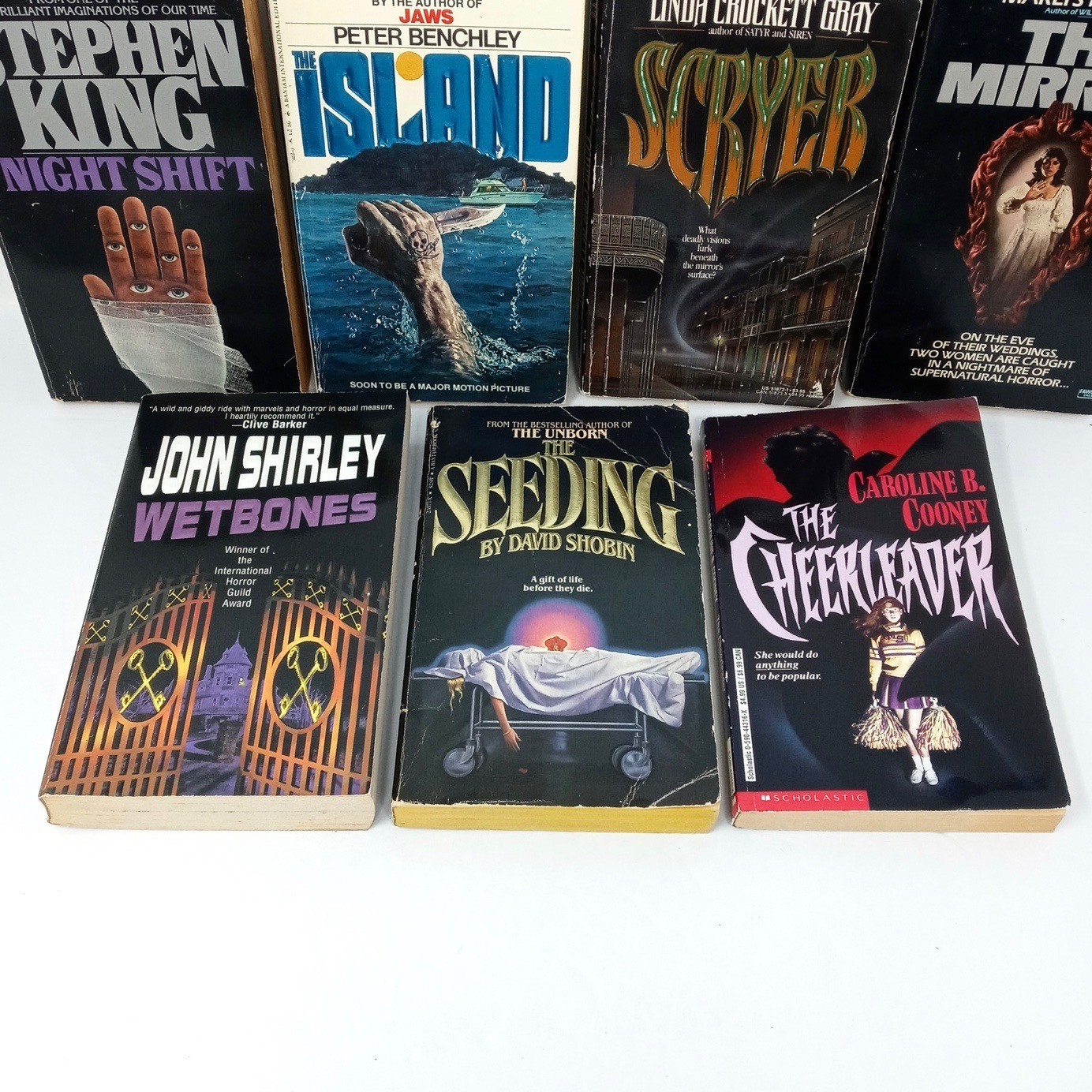 Vintage Horror Paperback Lot Night Shift Peter Benchley Island Wetbones Mirror