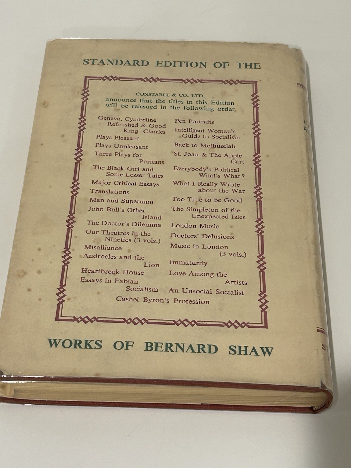 GEORGE BERNARD SHAW PLAYS: GENEVA, CYMBELINE, GOOD KING CHARLES / UK 1946 HCDJ
