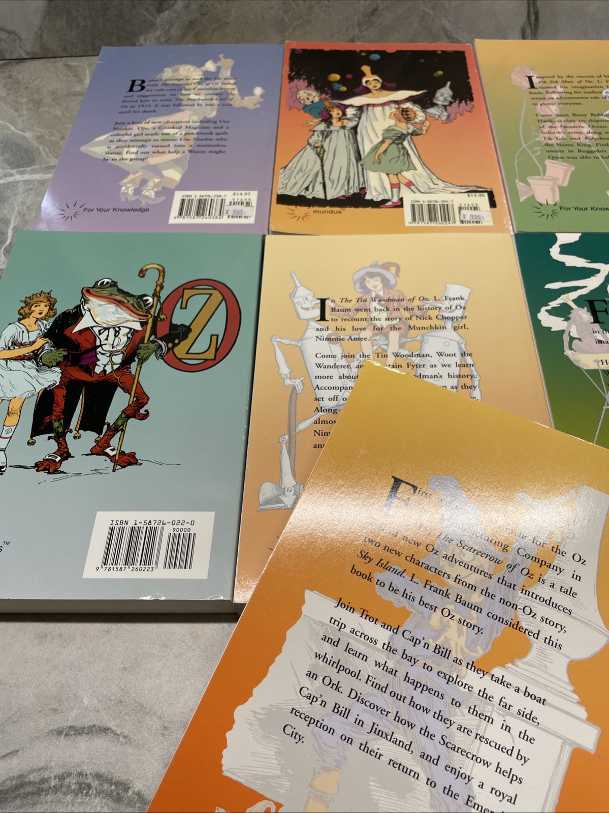 7 Wizard of Oz Books by L. Frank Baum Softcover Magic of Oz Tik Tok 2002