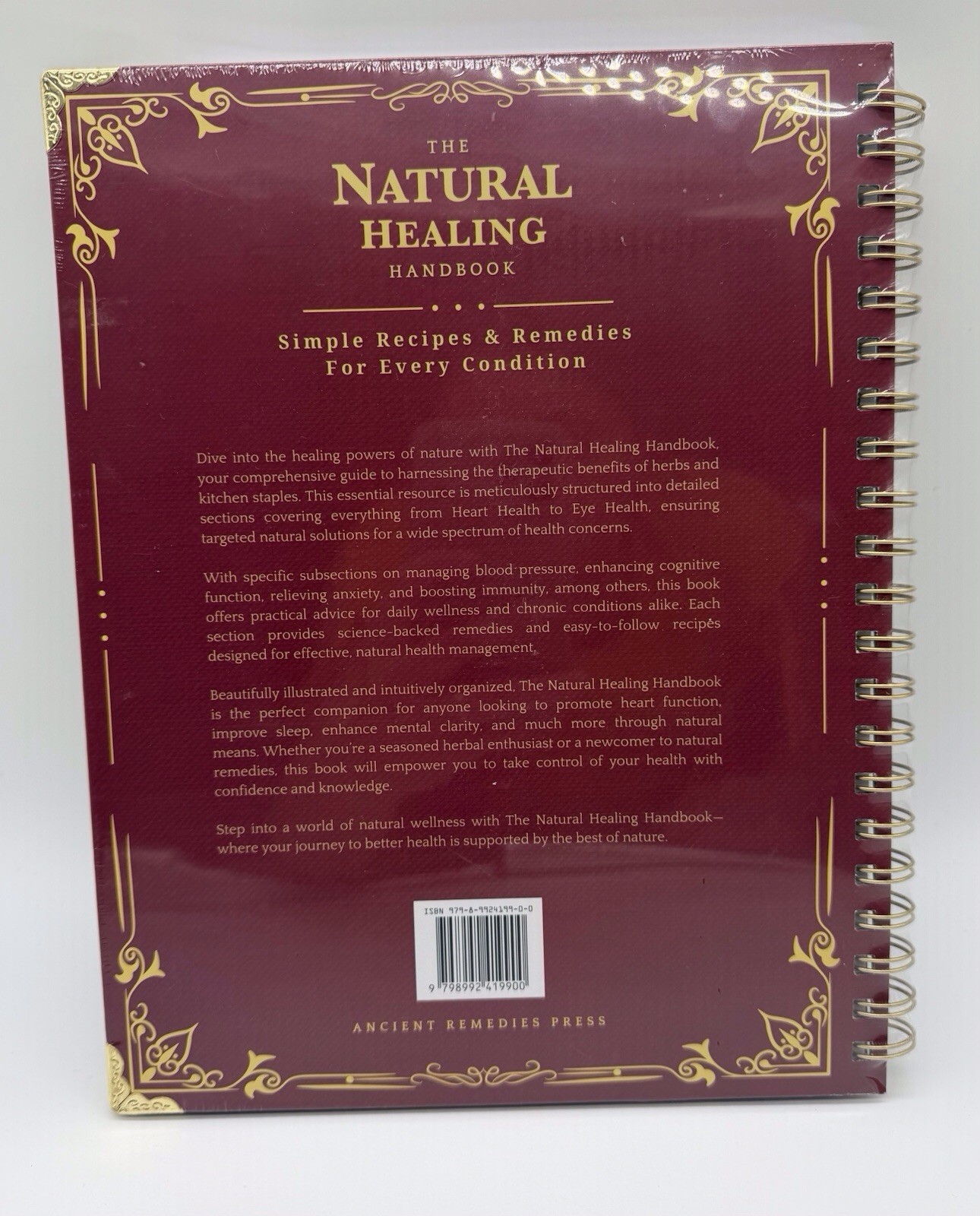 The Natural Healing Handbook Spiral-Bound Simple Recipes & Remedies Homeopathic