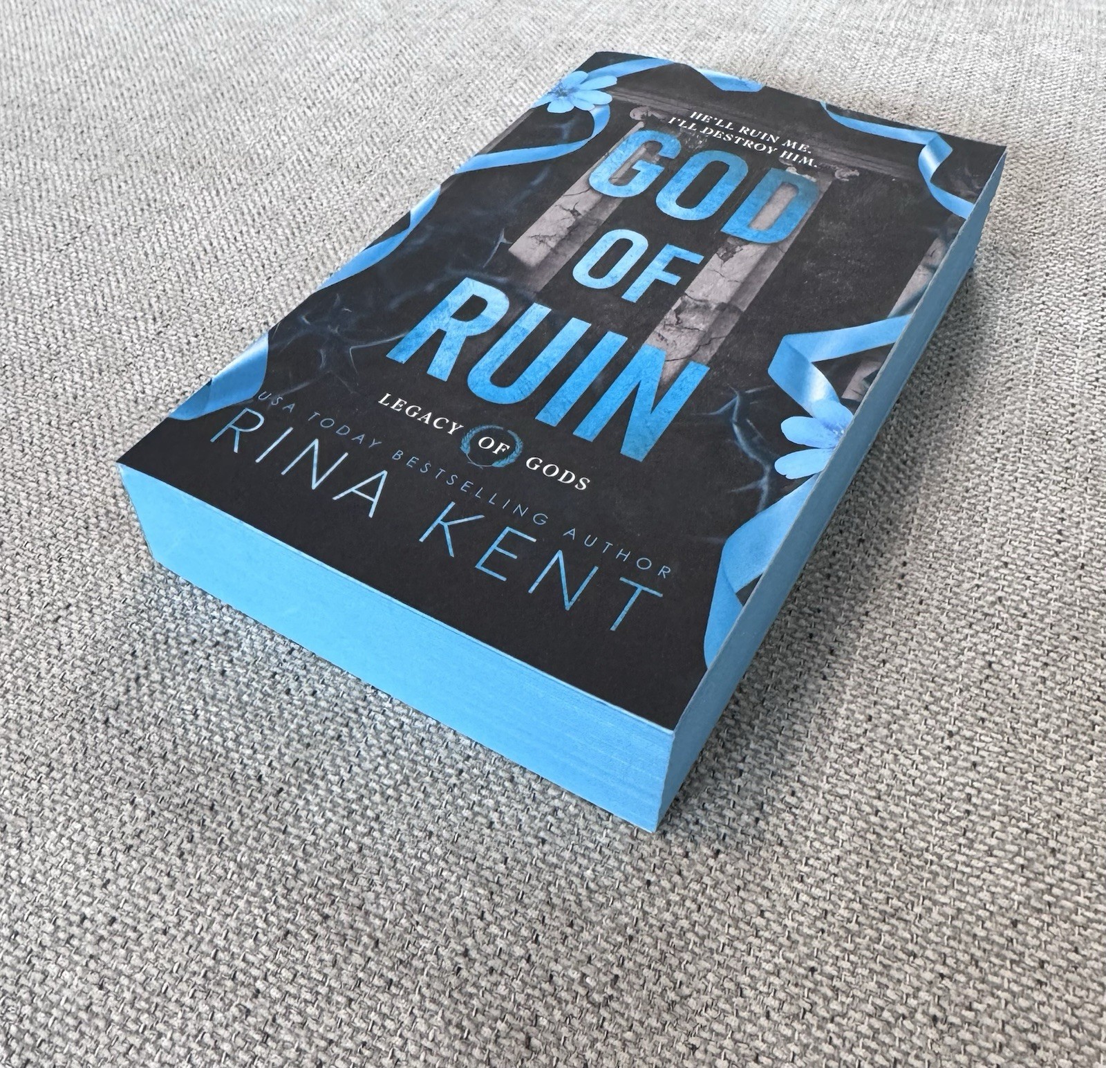 God of Ruin By Rina Kent Signed Deluxe Edition Blue Sprayed Edges Legacy of Gods
