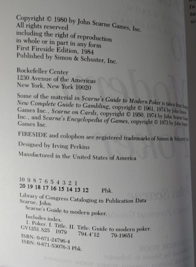 3 Books: Blackjack as Business; Facts of Roulette; Scarnes Guide to Poker