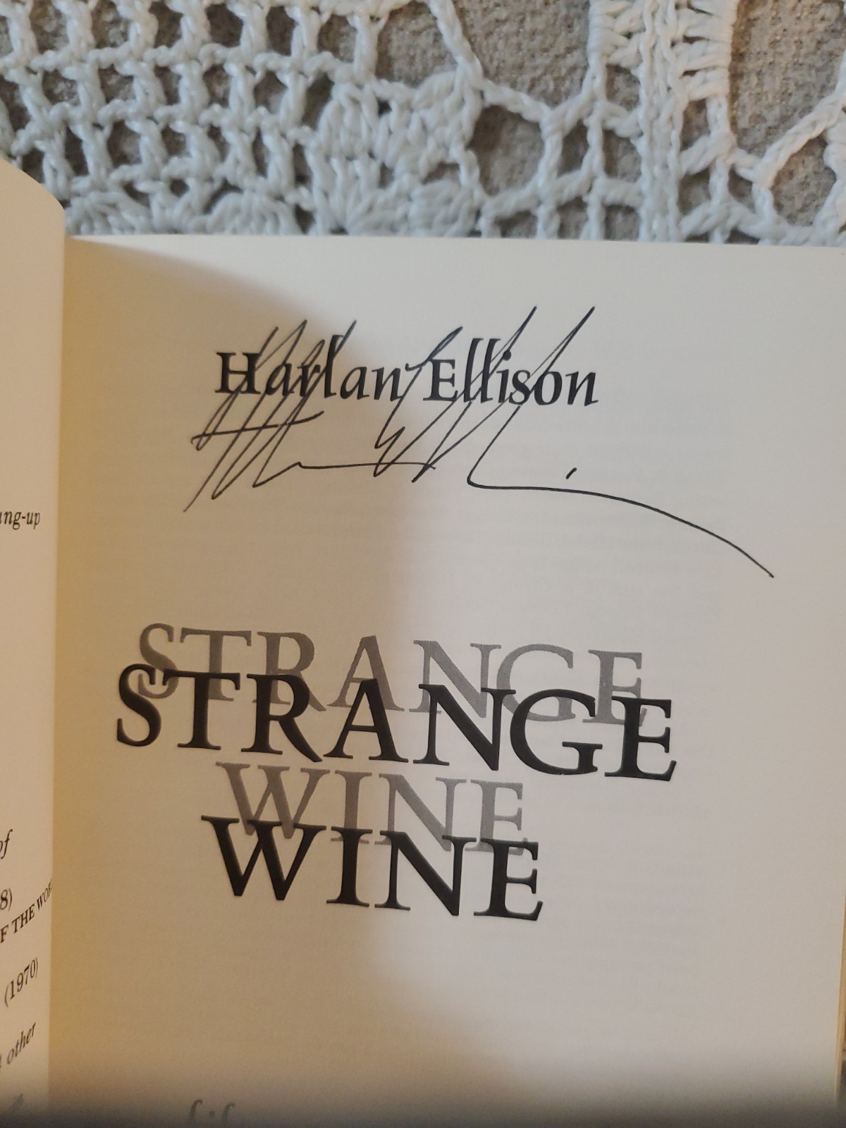 SIGNED Strange Wine by Harlan Ellison Harper & Row 1st hardcover Very Good