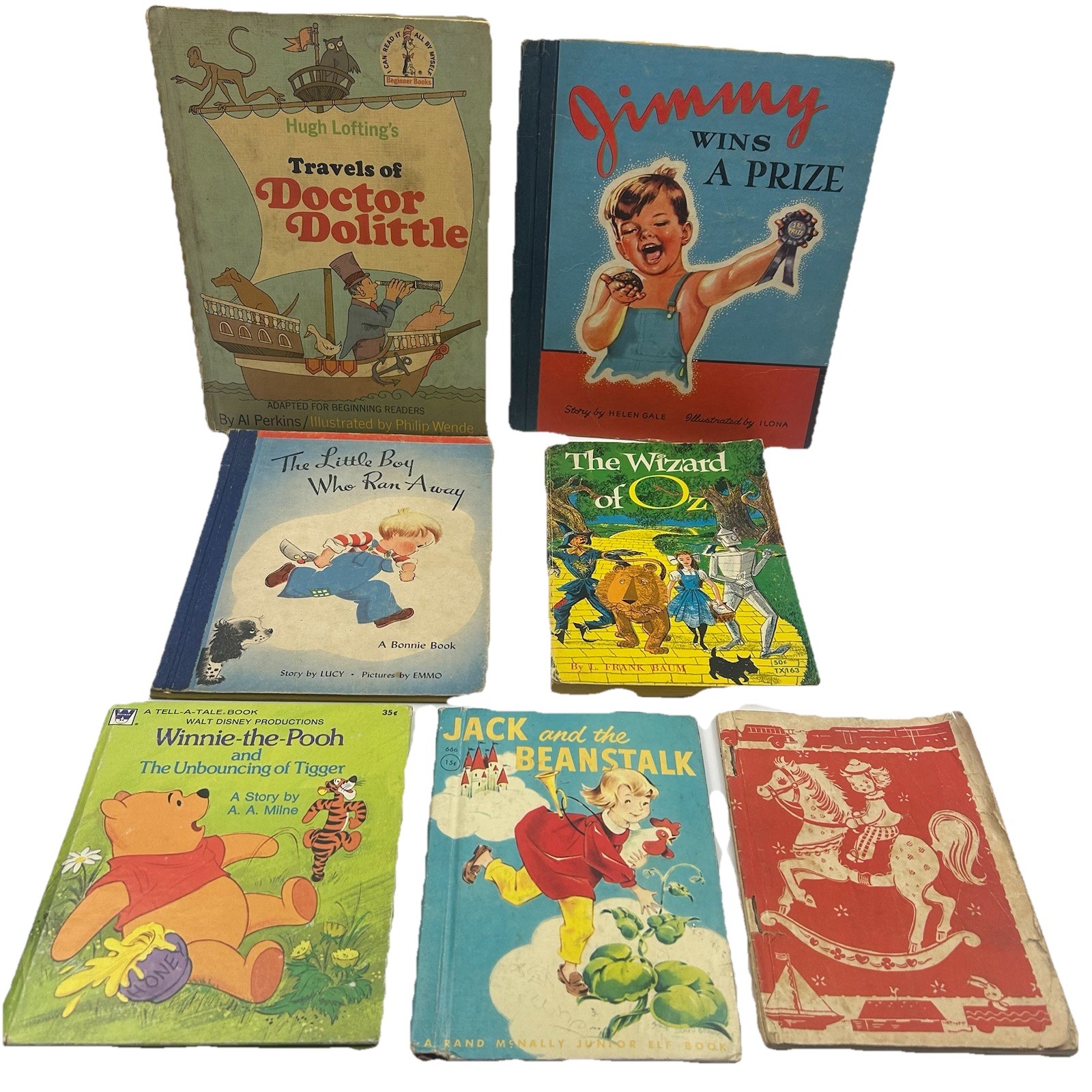 Vintage Children’s Book Lot 7pc Oz Pooh Dolittle Rand McNally 1940s–60s READ
