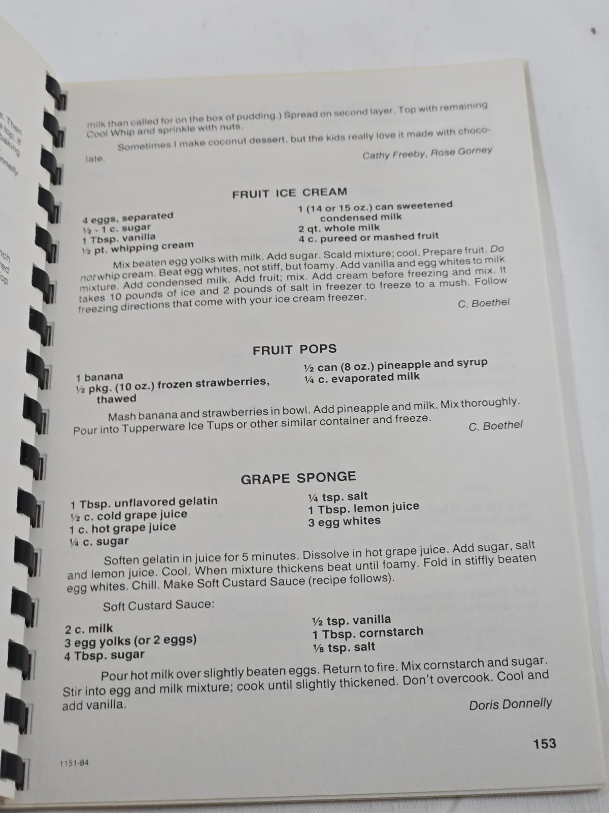 Our Favorite Recipes Christ the Redeemer Catholic Community Cookbook 1984 Spiral