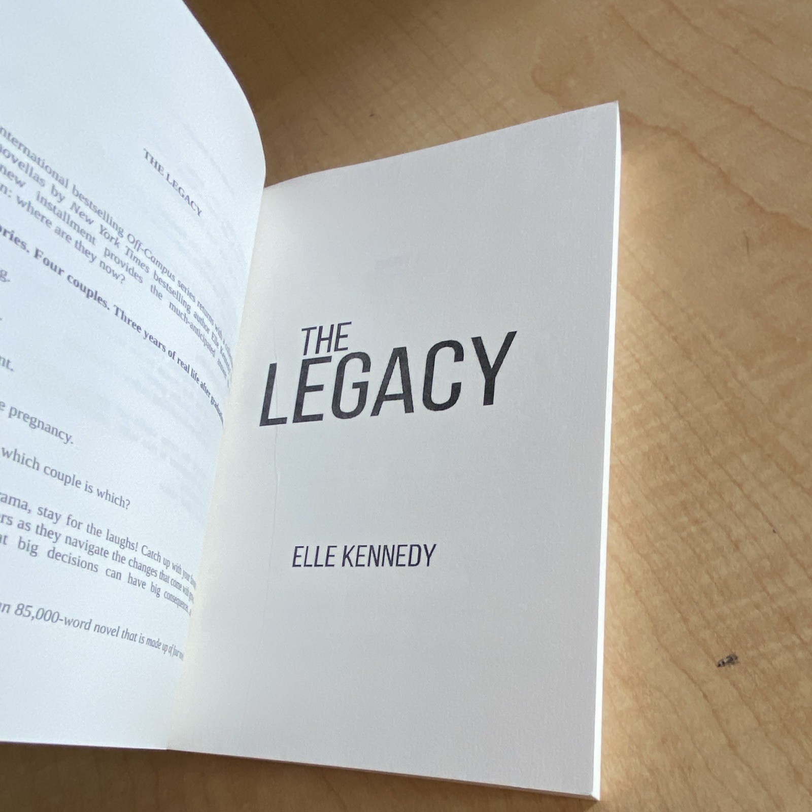 The Legacy (Off-Campus) by Elle Kennedy, YA Romance Fiction Novel, PB