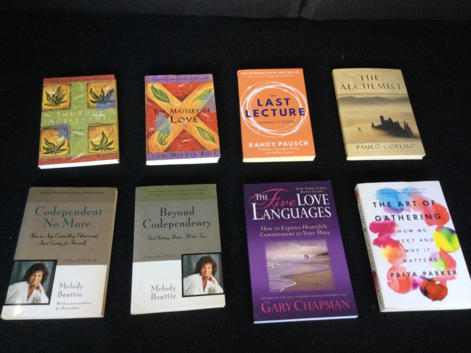 8 Bestselling PB Bks-Mastery of Love/Four Agreements/Alchemist/Last Lecture&More