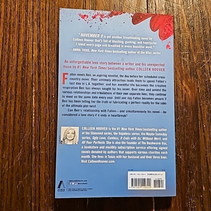 November 9 : A Novel by Colleen Hoover (2015, Trade Paperback)