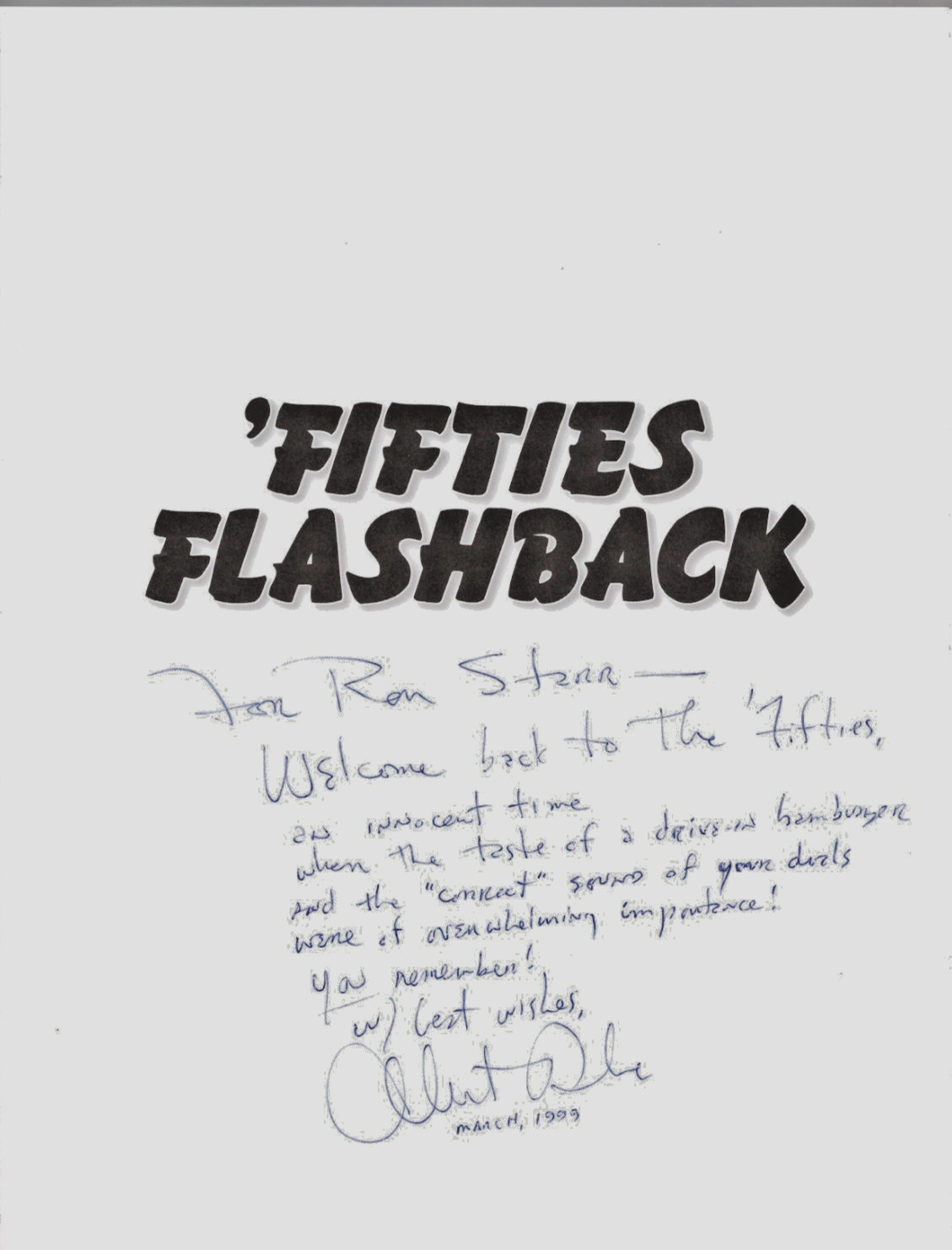 1998 ‘Fifties Flashback A Nostalgia Trip! Albert Drake PB 256 Pages Signed L.New