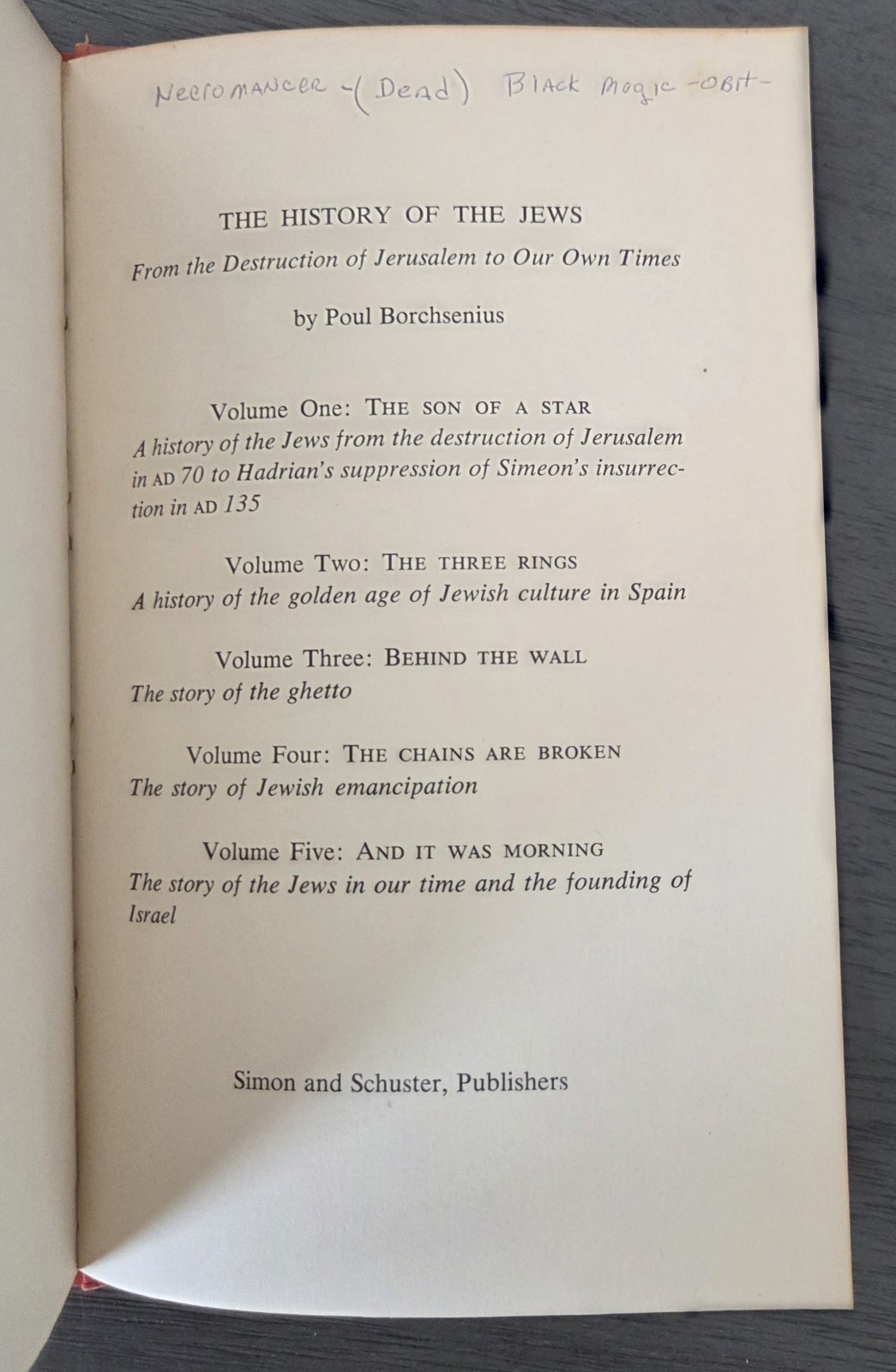 Vintage 1965 “History Of The Jews” Poul Borchsenius Vols 1-5 1st Edition/Print
