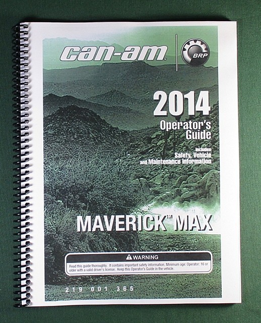 2014 Can-Am Maverick 1000 MAX Owner’s Manual: 163 Pages & Protective Covers