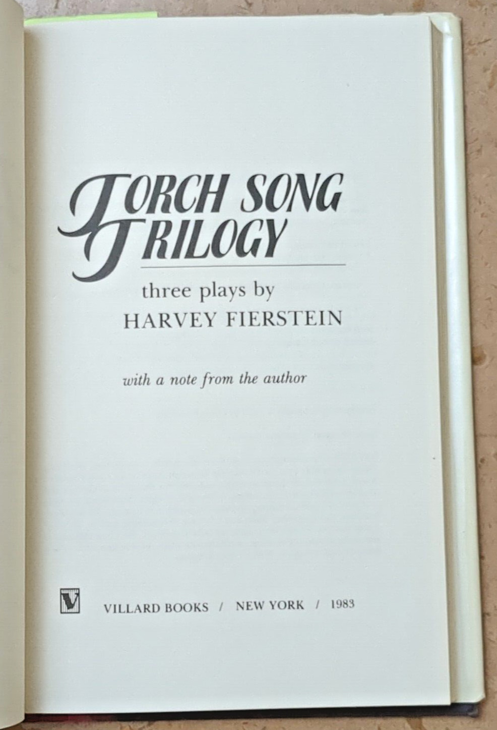 Torch Song Trilogy by Harvey Fierstein author signed book 1983 nice autograph