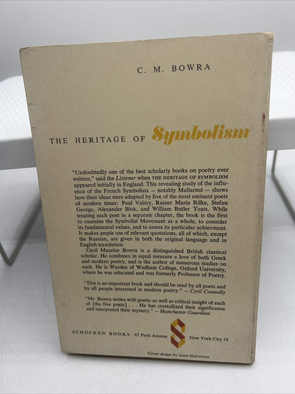 The Heritage Of Symbolism, C.M Bowra, Macmillan and Co 1961 Schocken Soft Cover