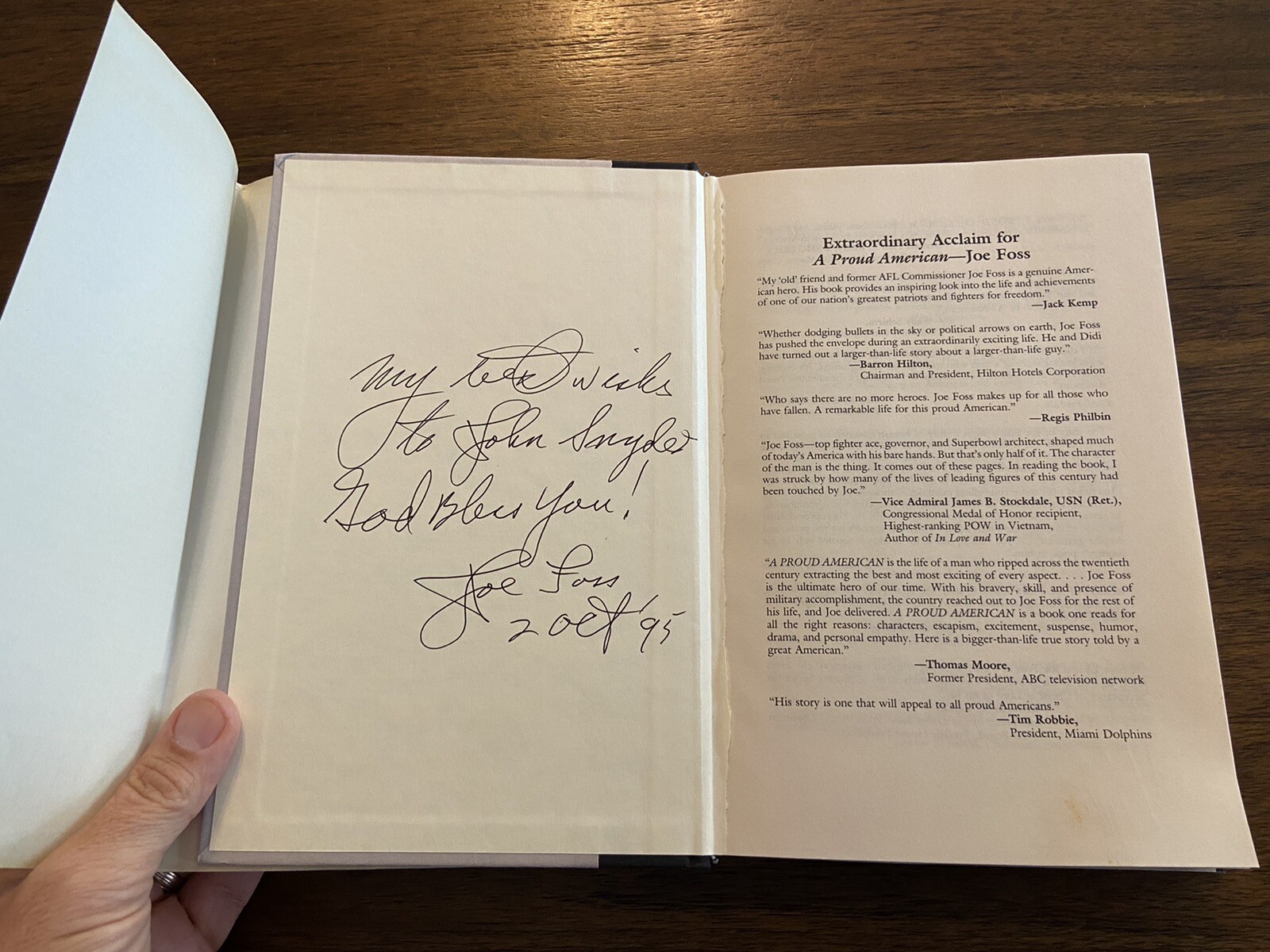 SIGNED A Proud American By Joe Foss 1st Printing First Edition 1992 Hardcover