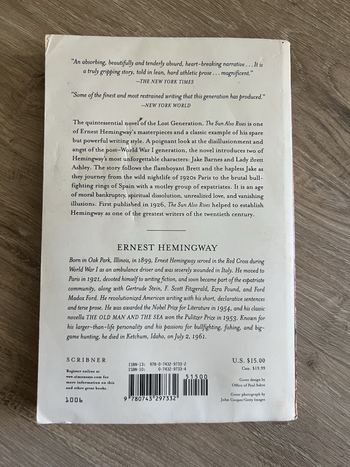 Ernest Hemingway Sun Also Rises Authorized Edition Scribner Trade PB 2006