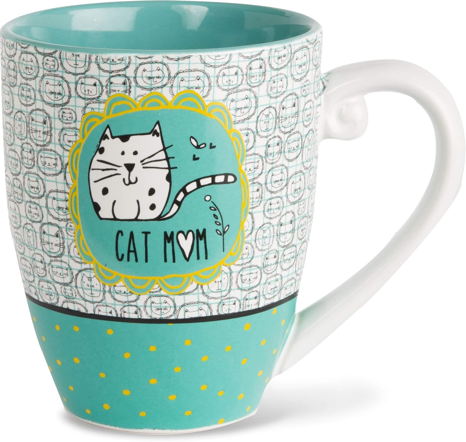 It’S Cats & Dogs Cat Mom Ceramic Extra Large Coffee Mug Tea Cup, 20 Oz, Teal